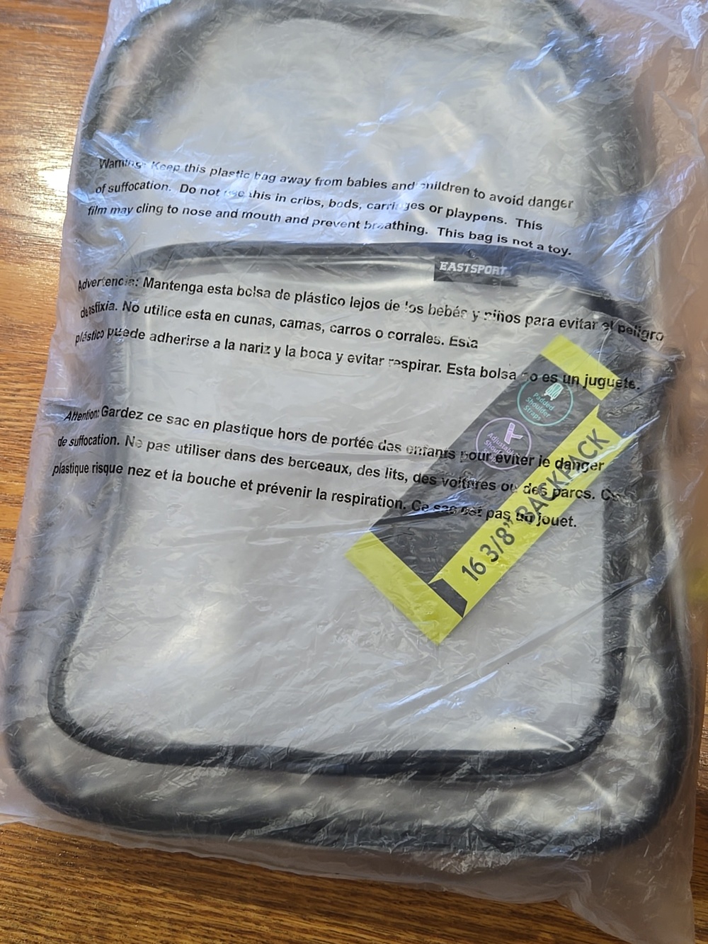 Clear Backpack with Black Straps EASTSPORT Tag - Picture 6 of 6